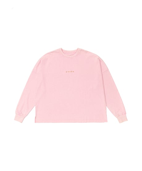 ACID WASH RHINESTONE LONG T-SHIRT【PINK】
