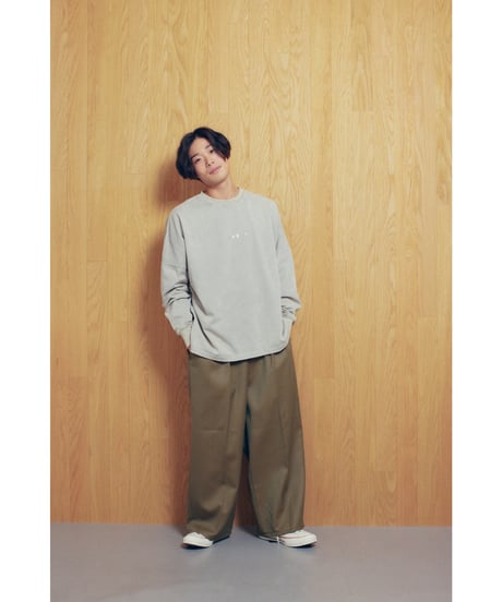 ACID WASH RHINESTONE LONG T-SHIRT【BEIGE】