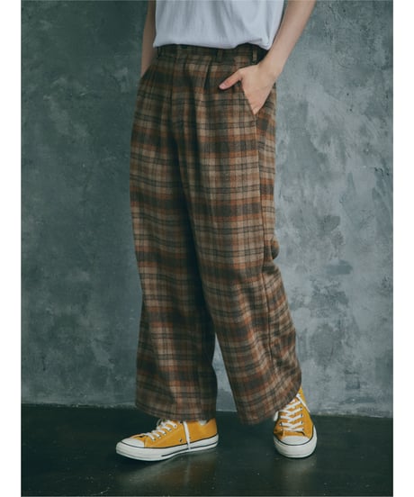 CHECKED PANTS【BROWN】
