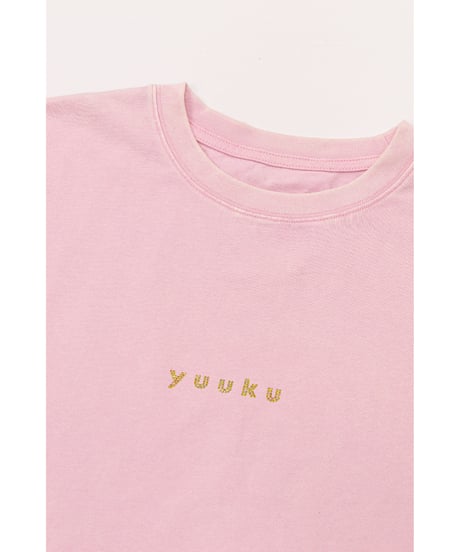 ACID WASH RHINESTONE LONG T-SHIRT【PINK】
