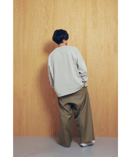 ACID WASH RHINESTONE LONG T-SHIRT【BEIGE】