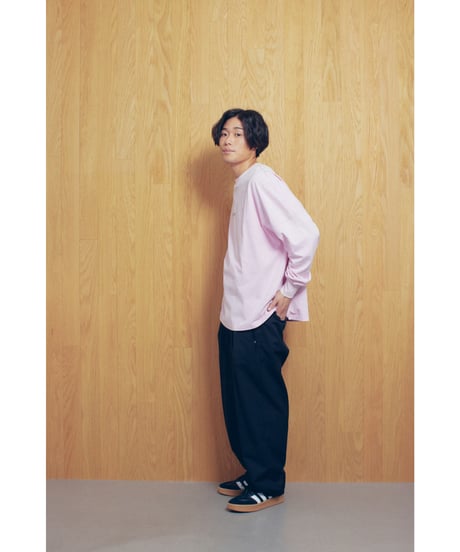 ACID WASH RHINESTONE LONG T-SHIRT【PINK】