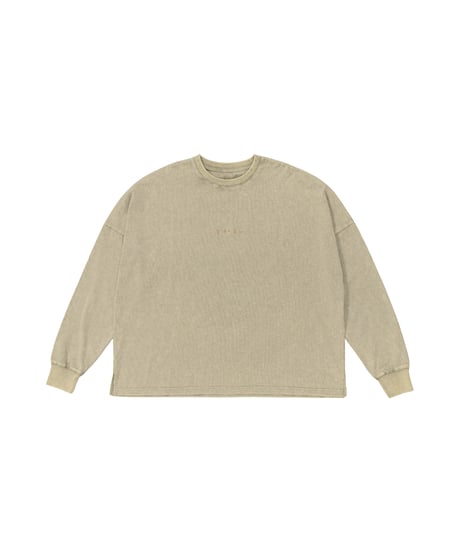 ACID WASH RHINESTONE LONG T-SHIRT【BEIGE】