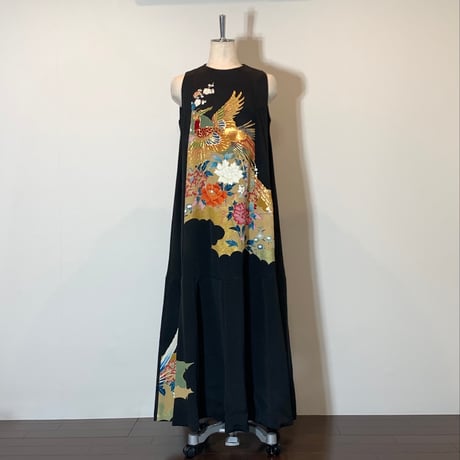 留袖リメイクワンピース❣️着やすい前開き　着丈123 留袖リメイクワンピース❣️着やすい前開き 着丈123