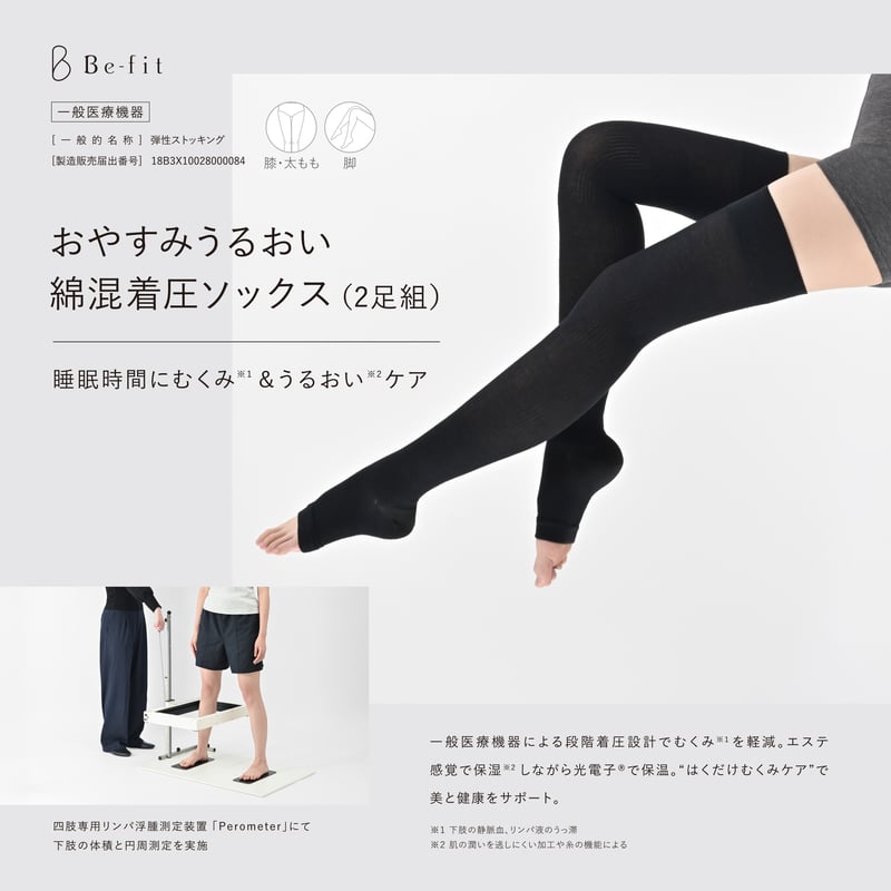 新商品Be-fitおやすみうるおい 絹混着圧ソックス (2足組)サイズML Be-fit】 おやすみうるおい綿混着圧ソックス(2足組)【一般医療機器