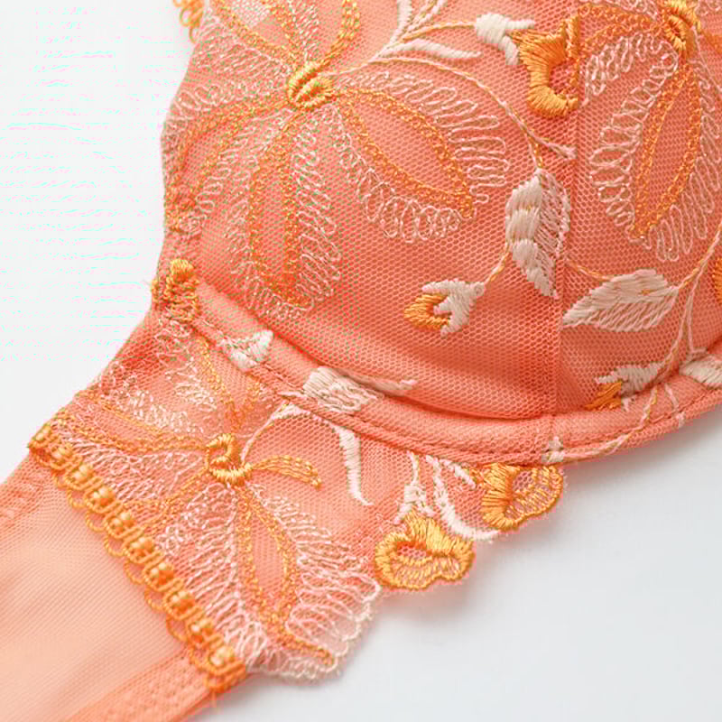 LA VIE A DEUX ラヴィアドゥ ラメチュールレース ブラジャー（オレンジ