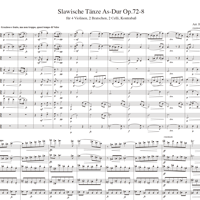 【楽譜】ドヴォルザーク：スラヴ舞曲 第16番 変イ長調 作品72-8（弦楽九重奏版）