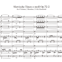 【楽譜】ドヴォルザーク：スラヴ舞曲 第10番 ホ短調 作品72-2（弦楽九重奏版）