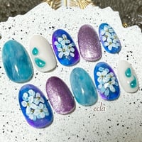 ［097］紫陽花/梅雨/花/水滴/ニュアンス/マグネット/紫陽花ネイル/梅雨ネイル