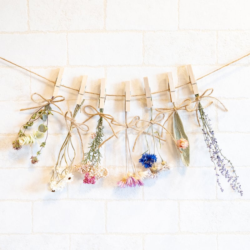 ＊Natural＊ホワイトとブルーの夏のガーランド☆ドライフラワーガーランド ハーブ入り ドライフラワー ガーランド no.8 | Yu and Naomi