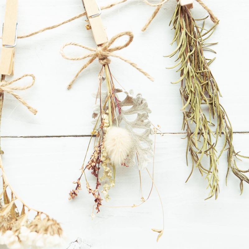 ＊Natural＊ホワイトとブルーの夏のガーランド☆ドライフラワーガーランド 送料込】○゜*White Green*゜○゜*ナチュラルドライフラワー