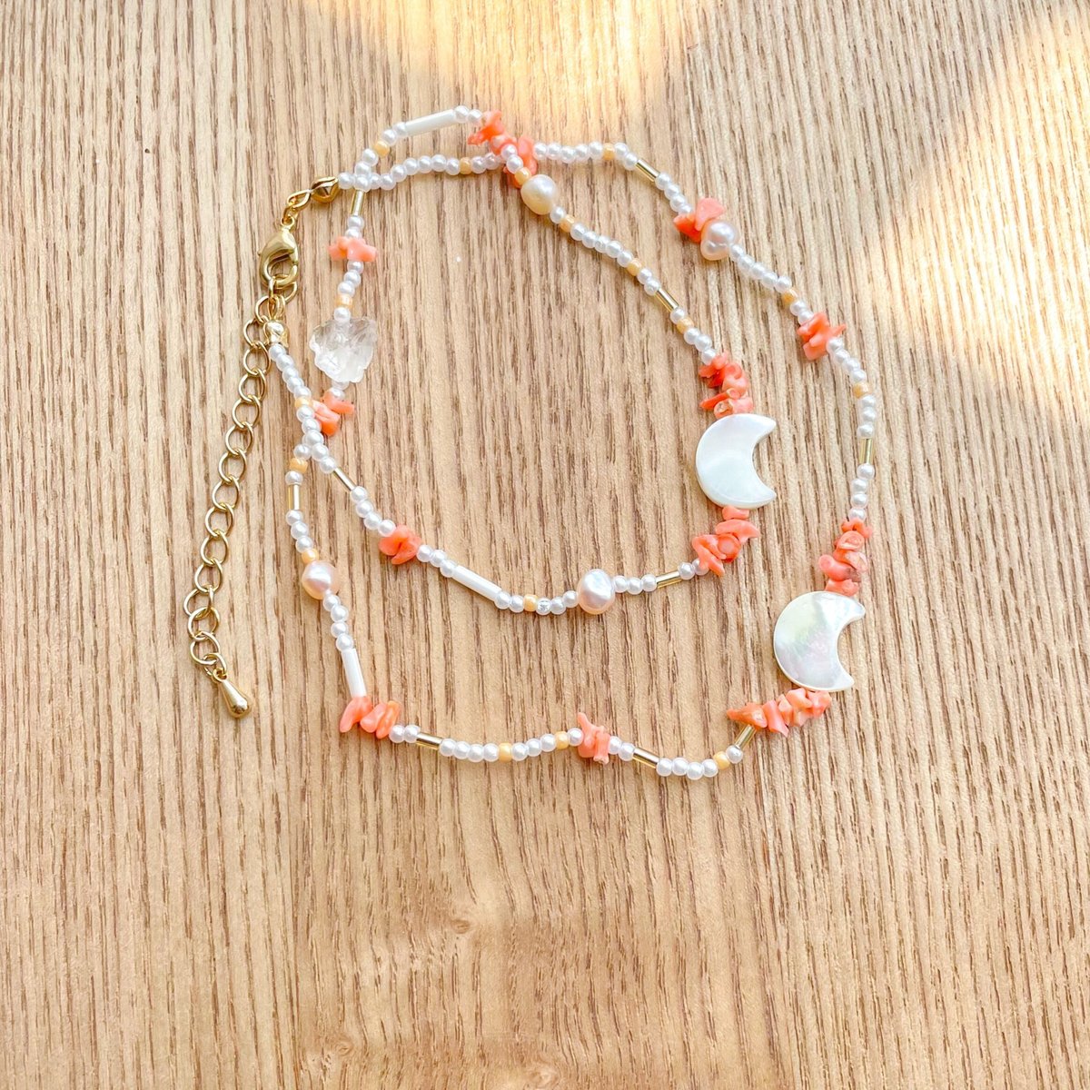 珊瑚×マザーオブパールネックレス | mailani