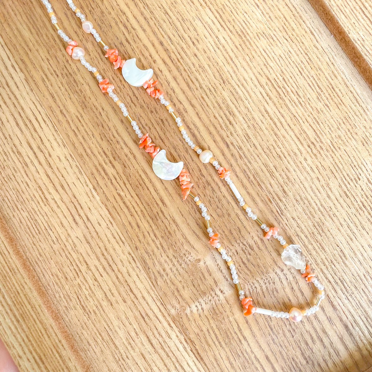 珊瑚×マザーオブパールネックレス | mailani