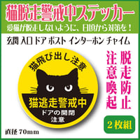 ●猫脱走警戒中／猫飛び出し注意（ドアの開閉注意）2枚