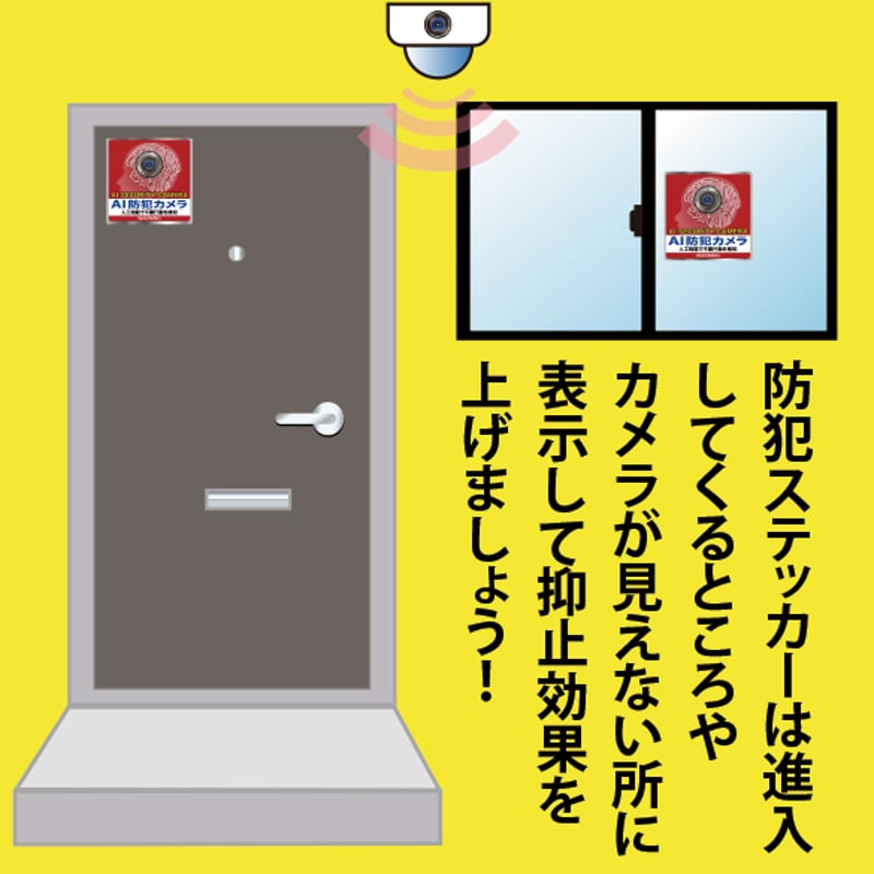 最新A I 防犯カメラステッカー（2枚セット）防犯効果が増す