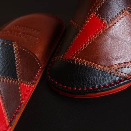 １点物 こども本革パッチワークスリッパ14-16cm【意匠登録済】（名入れ不可）¥74,800