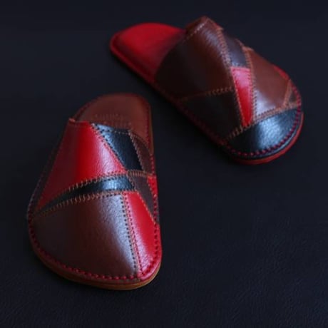 １点物 こども本革パッチワークスリッパ14-16cm【意匠登録済】（名入れ不可）¥74,800