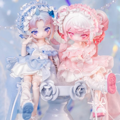 【現品販売】PENNY'S BOX「ペニーズワードローブ：クラゲ｜ブルー・ピンク」小型ドール向け ドール用の服 7点セット（靴含む）【全2種類・選び可能】