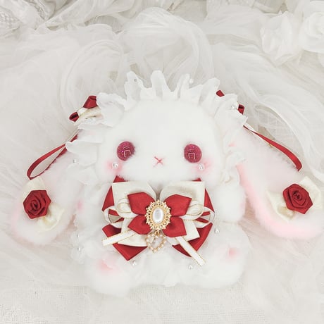 【予約販売：6月下旬～7月下旬  お届け予定】BearStar ロリータファッション 垂れ耳(たれみみ) うさぎ ぬいぐるみ【花蝶】（全3色、お選び可能）