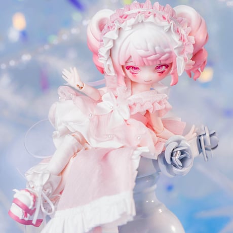 【現品販売】PENNY'S BOX「ペニーズワードローブ：クラゲ｜ブルー・ピンク」小型ドール向け ドール用の服 7点セット（靴含む）【全2種類・選び可能】