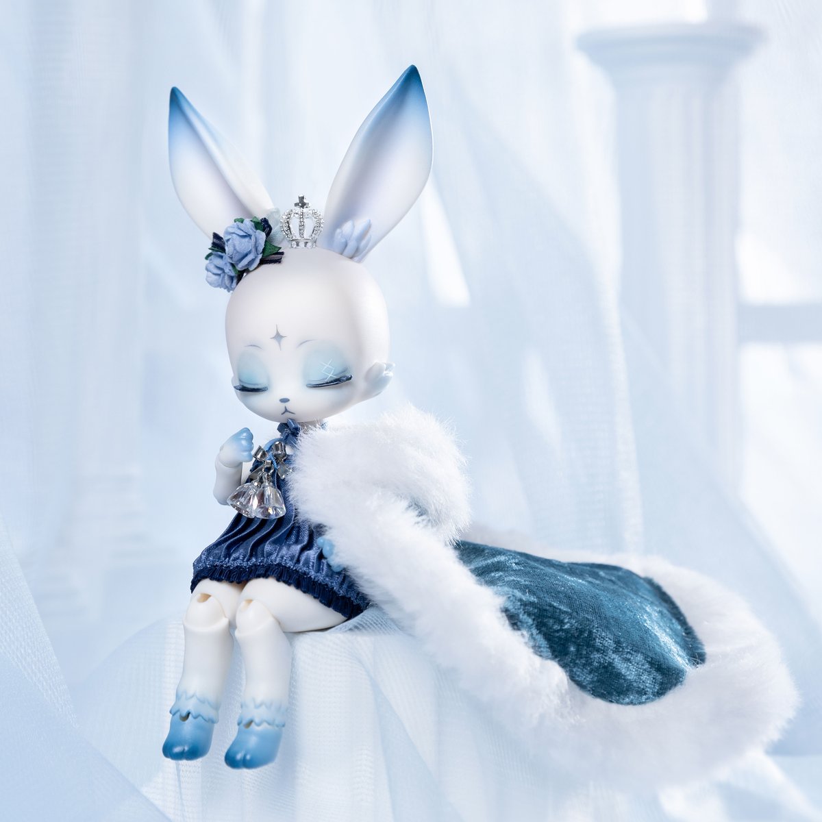 Gund ウサギのラバーフェイスドール水色