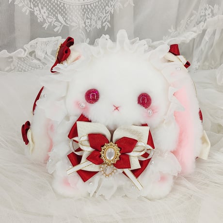 【予約販売：6月下旬～7月下旬  お届け予定】BearStar ロリータファッション 垂れ耳(たれみみ) うさぎ ぬいぐるみ【花蝶】（全3色、お選び可能）
