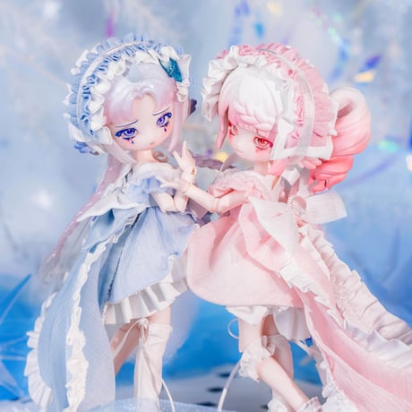 【現品販売】PENNY'S BOX「ペニーズワードローブ：クラゲ｜ブルー・ピンク」小型ドール向け ドール用の服 7点セット（靴含む）【全2種類・選び可能】