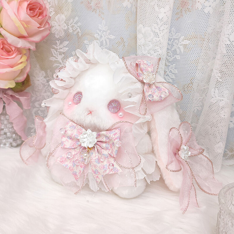 【約16cm 】手が動く♡肉球おすわりぬい服 アンティークブルー 垂れ耳うさぎ 約16cm 】手が動く♡肉球おすわりぬい服 アンティークブルー