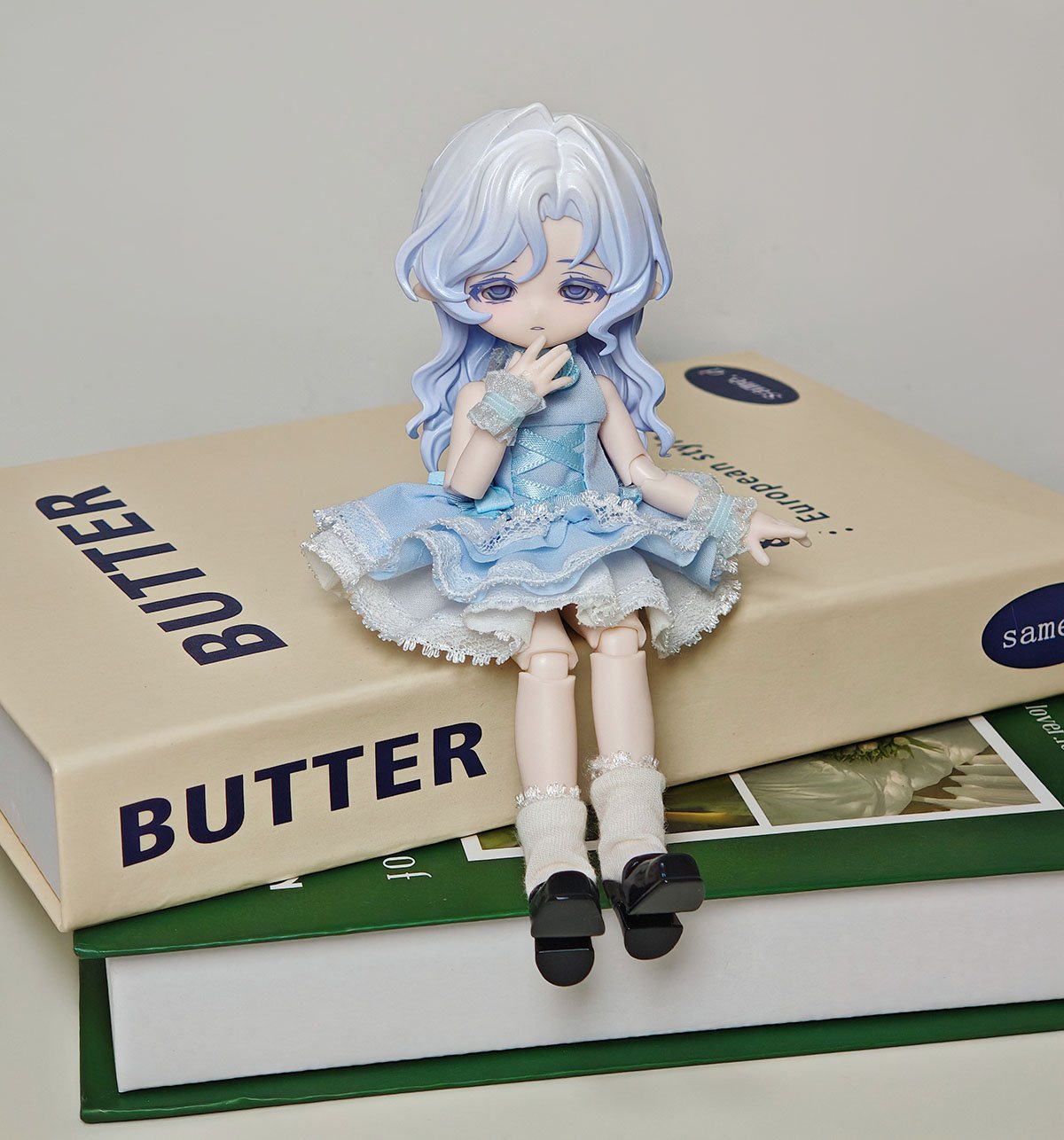 E*I様 ドール用衣装 (薔薇のシャツワンピース 半袖　グレー)1/4サイズ　ハ 予約販売｜12月頃 お届け予定】UNNA「霧ノ島の薔薇」小型ドール向け