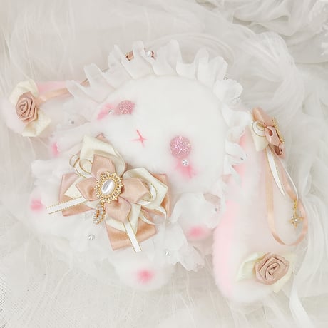 【予約販売：6月下旬～7月下旬  お届け予定】BearStar ロリータファッション 垂れ耳(たれみみ) うさぎ ぬいぐるみ【花蝶】（全3色、お選び可能）