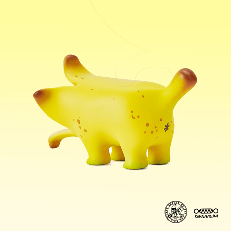 【予約販売：12月中 お届け予定】OFFART X Kamanwillam「ミニバナナ犬：黄色」【コレクションフィギュア】