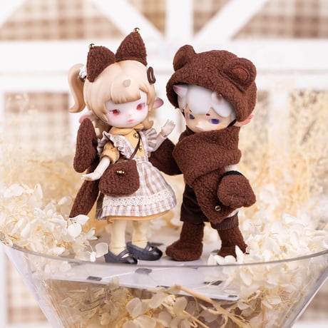 「森の子猫と森の子熊」数量限定 1/12スケール BJDドール用の服 6点セット【東京アイドール71】