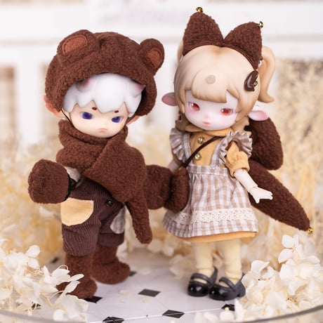 「森の子猫と森の子熊」数量限定 1/12スケール BJDドール用の服 6点セット【東京アイドール71】
