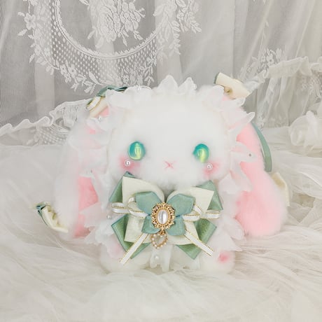 【予約販売：6月下旬～7月下旬  お届け予定】BearStar ロリータファッション 垂れ耳(たれみみ) うさぎ ぬいぐるみ【花蝶】（全3色、お選び可能）