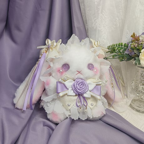 【予約販売：6月下旬～7月下旬 お届け予定】BearStar ロリータファッション 垂れ耳(たれみみ) うさぎ ぬいぐるみ【ローズの露】