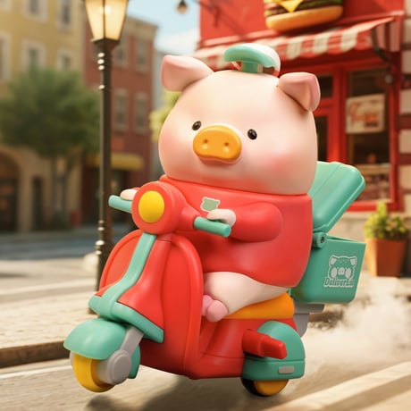 【現品販売】TOYZEROPLUS × CICI’S STORY 子豚LULU 「Burger Express Movable：バーガーデリバリー」 ゼンマイトイ シリーズ