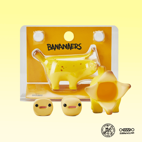 【予約販売：12月中 お届け予定】OFFART X Kamanwillam「ミニバナナ犬：黄色」【コレクションフィギュア】