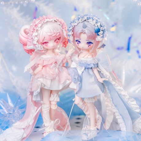 【現品販売】PENNY'S BOX「ペニーズワードローブ：クラゲ｜ブルー・ピンク」小型ドール向け ドール用の服 7点セット（靴含む）【全2種類・選び可能】