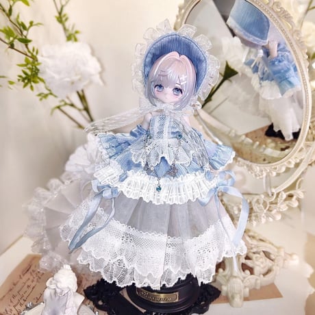 【予約販売｜6月中旬～7月中旬 お届け予定】幾何造物 「霧青の花嫁」小型ドール向け ドール用の服 4点セット