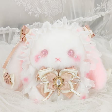 【予約販売：6月下旬～7月下旬  お届け予定】BearStar ロリータファッション 垂れ耳(たれみみ) うさぎ ぬいぐるみ【花蝶】（全3色、お選び可能）