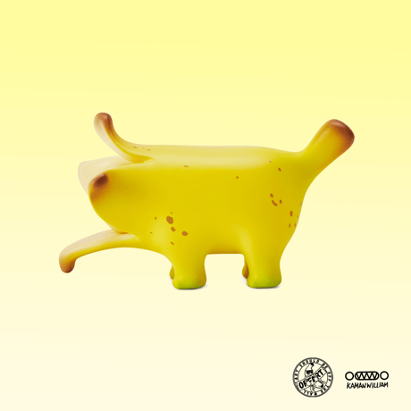 【予約販売：12月中 お届け予定】OFFART X Kamanwillam「ミニバナナ犬：黄色」【コレクションフィギュア】