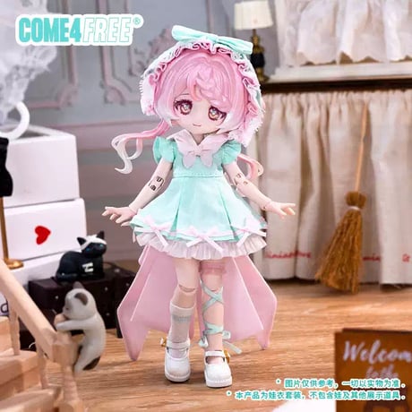 【予約販売｜12月下旬 お届け予定】COME4FREE「お昼夢：ミントピーチ」小型ドール向け ドール用の服 5点セット