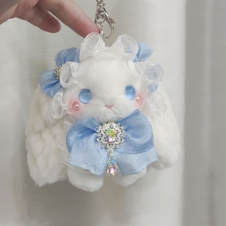 【予約販売：6月下旬～7月下旬  お届け予定】BearStar ロリータファッション 垂れ耳(たれみみ) うさぎ 11cm ぬいぐるみ ペンダント【宝石の兎】（全4色、お選び可能）