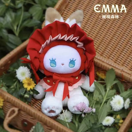【現品販売】MJ STUDIO EMMA (エマ) 「秘境の森のお茶会 ぬいぐるみ吊り飾り：イチゴ(赤)/ブラックベルベット(黒)」<全2種類、選び可能>