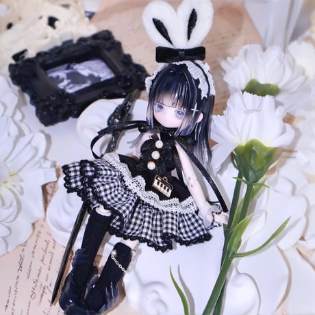 【予約販売｜6月中旬～7月中旬 お届け予定】幾何造物 「ピアノバニーガール」小型ドール向け ドール用の服 4点セット