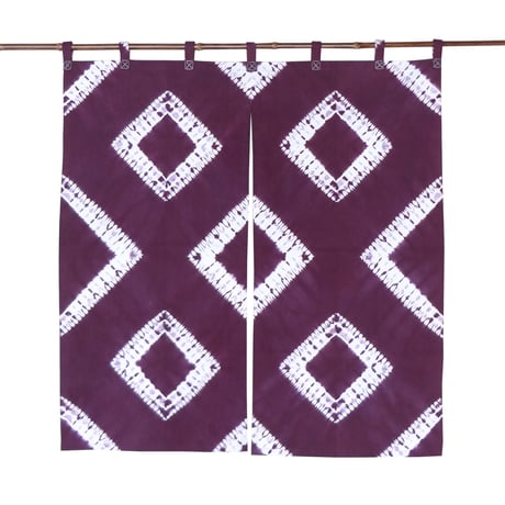 濃い紫色 薬玉の暖簾 濃い紫色 薬玉の暖簾