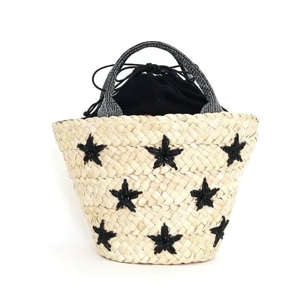 メイ様　かごバック ラメ糸星柄刺繍メイズブレード カゴバッグ かごバッグ | 星の雑貨店