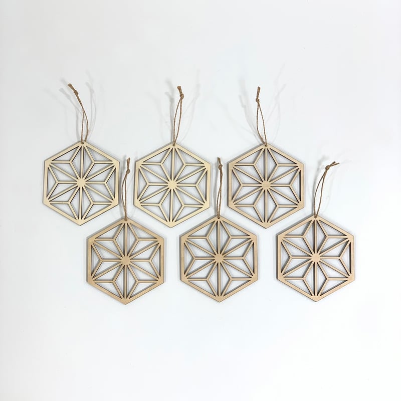 組子柄オーナメント6個セット-ASANOHA- | Tsubaki label