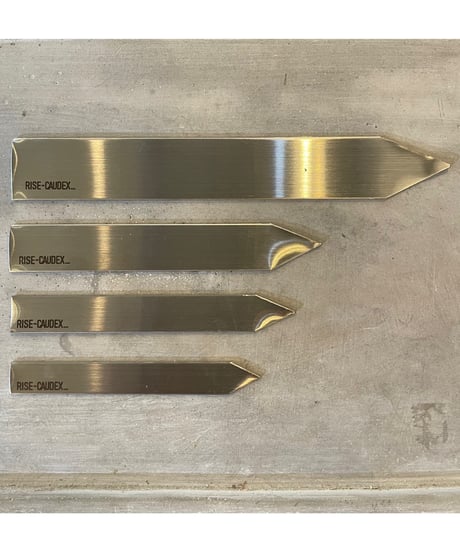 STAINLESS PLANTS TAG【RISE-CAUDEX original】　Ssize　6枚set　ステンレスタグ　(約8cm×1cm 厚み1mm) ヘアライン仕上げ 　【送料無料】