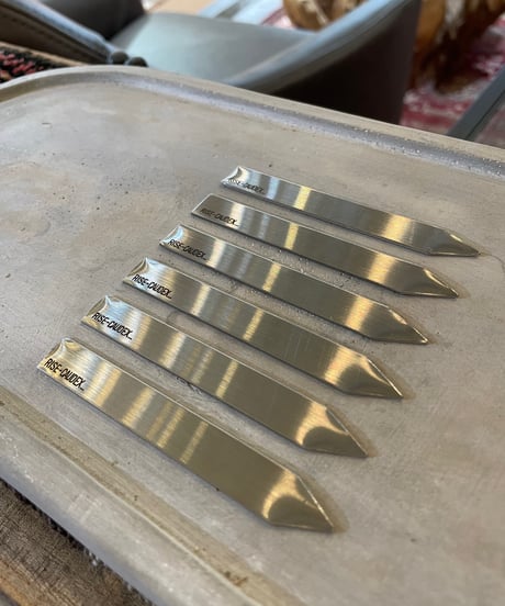 STAINLESS PLANTS TAG【RISE-CAUDEX original】　Msize　6枚set　ステンレスタグ　(約9cm×1.2cm 厚み1mm) ヘアライン仕上げ 　【送料無料】